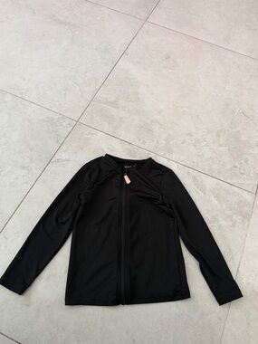 Cat & Jack Black Kids' Zip-Front Long Sleeve Top